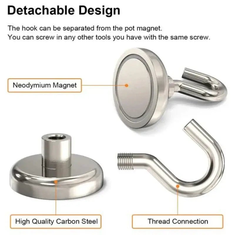 China China Strong Powerful Round Neodymium Magnet Hook Salvage Magnet Sea Fishing Equipments Holder Pulling Mounting Pot with Ring Hooks