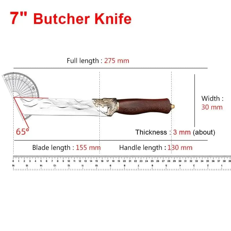 China China Style A with cover 7 inch Forged Stainless Steel Kitchen Knife Handmade Chef Butcher Fishing Knife Wooden Handle Cleaver Meat Cooking Knives