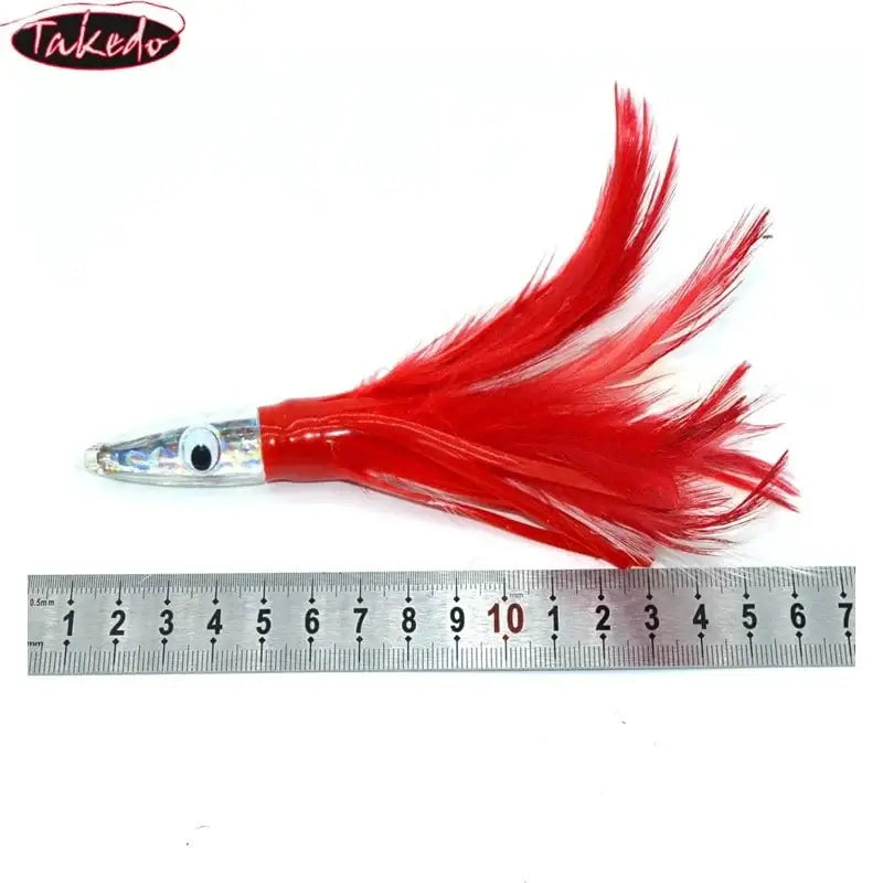 China China TAKEDO SP02 140MM 32G Big Game Drag Octopus Baits Squid Jig Lures Resin Fish Head Feather Skirt Trolling Fishing Bait For Tuna