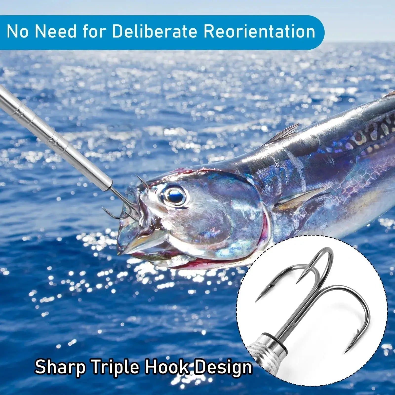 China China Telescopic Fishing Gaff Stainless Steel Triple Hook Sea Fishing Spear Telescoping Pole with Hook Boat Ice Fishing Squid Gaff