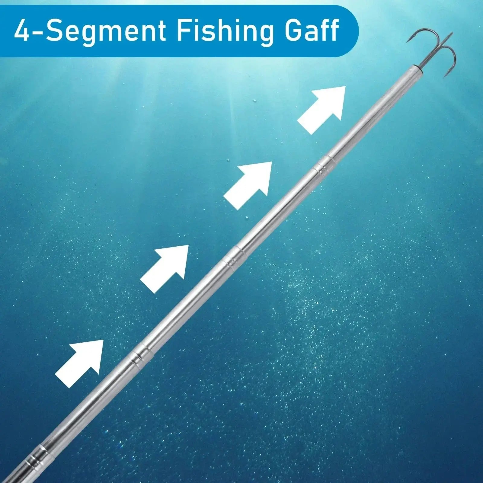 China China Telescopic Fishing Gaff Stainless Steel Triple Hook Sea Fishing Spear Telescoping Pole with Hook Boat Ice Fishing Squid Gaff