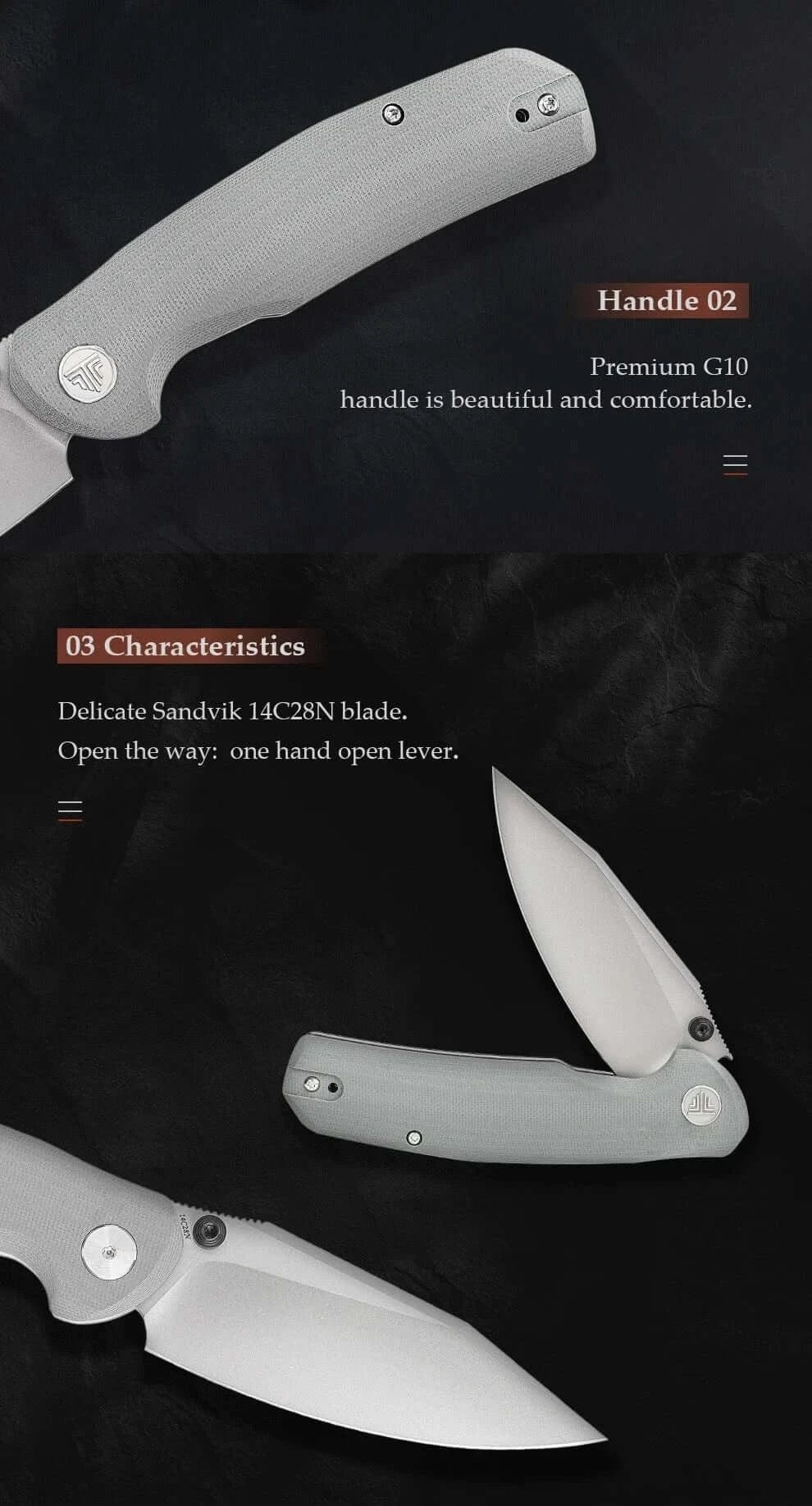 China China TRIVISA EDC Folding Knife for Men, Axis Pocket Knife with Clip,3.34” 14C28N Steel ,Stonewash Blade,G10 Handle.Camping Tool