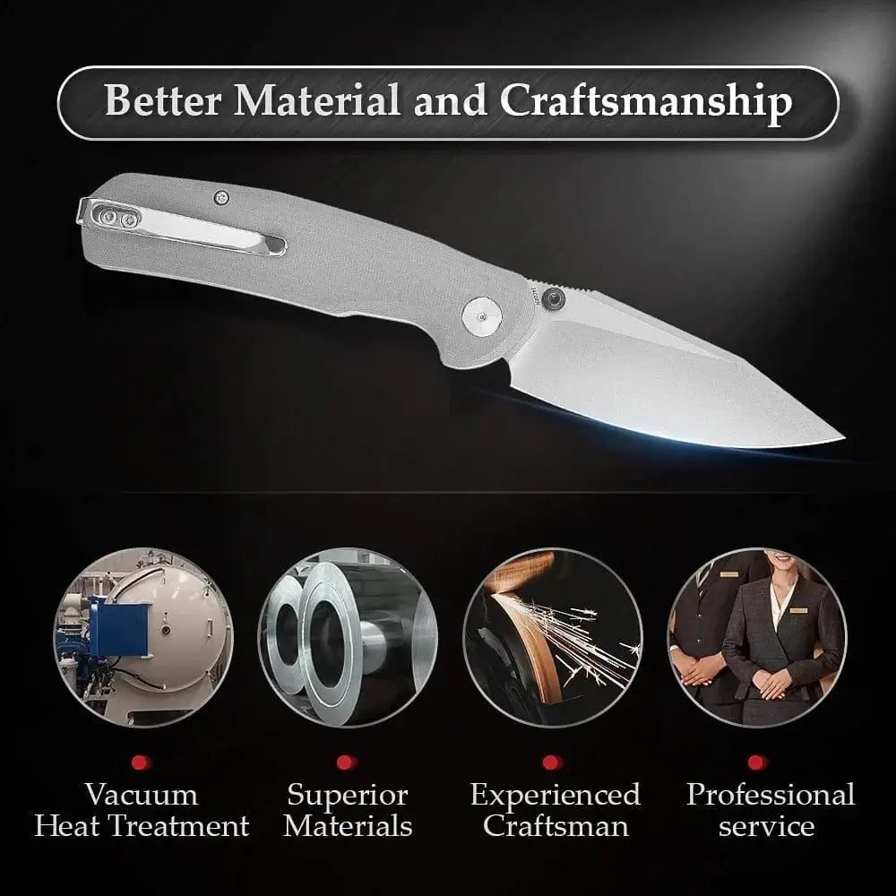 China China TRIVISA EDC Folding Knife for Men, Axis Pocket Knife with Clip,3.34” 14C28N Steel ,Stonewash Blade,G10 Handle.Camping Tool