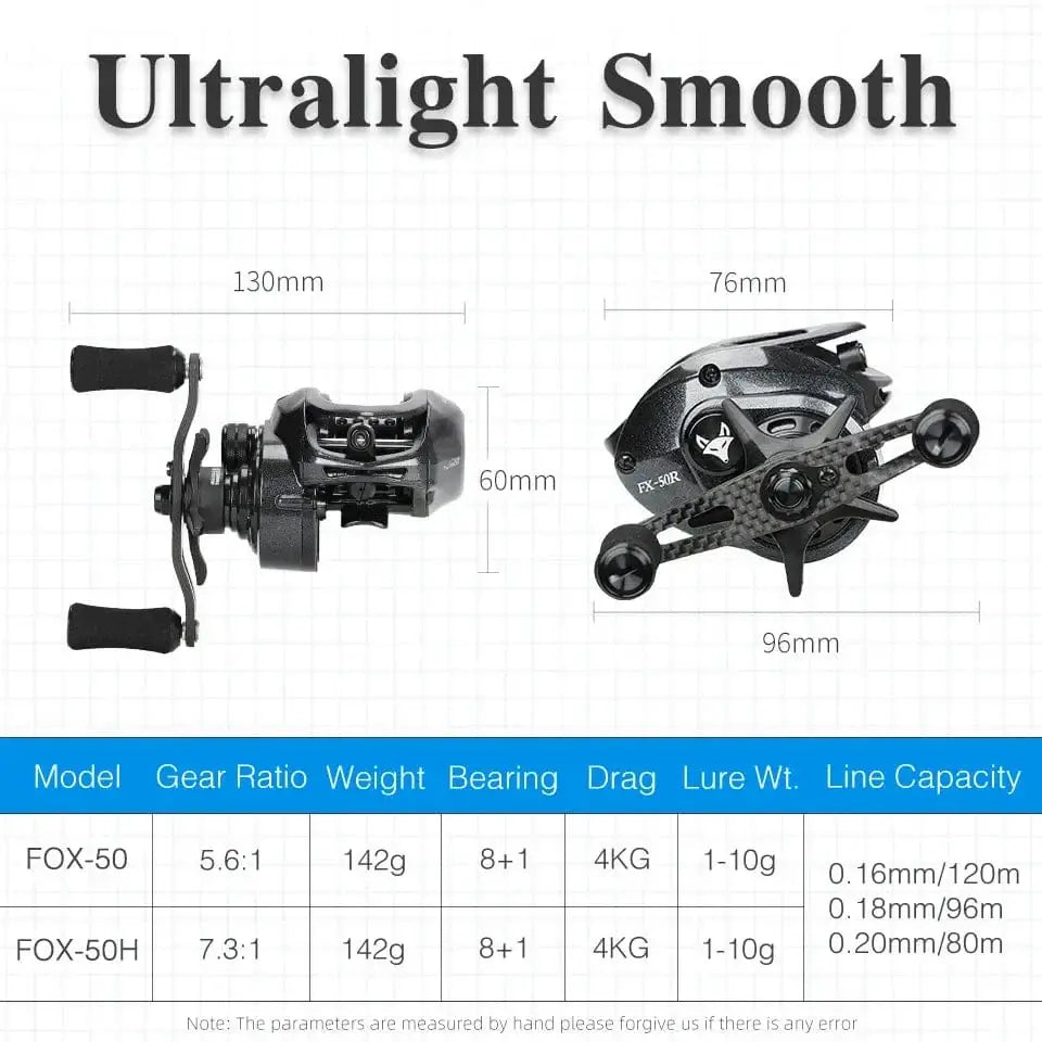 China China TSURINOYA Spirit Fox 50 Bait Finesse System Baitcasting Fishing Reel 7.3:1 Gear Ratio Carbon Fishing Coil For Light Game Trout