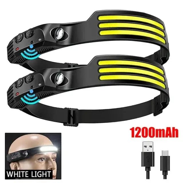China China W689 3-White 2PCS COB LED Headlamp Induction Head Lamp Built-in Battery USB Rechargeable Head Flashlight Outdoor Camping Fishing Sensor Headlight