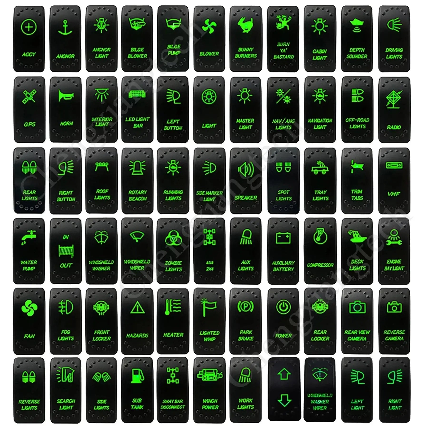 China China Waterproof Green Led Car Rocker Switch On Off 12V 20A Washer Wiper Momentary Toggle Switch For Marine Boat ATV RZR RV Autosteer