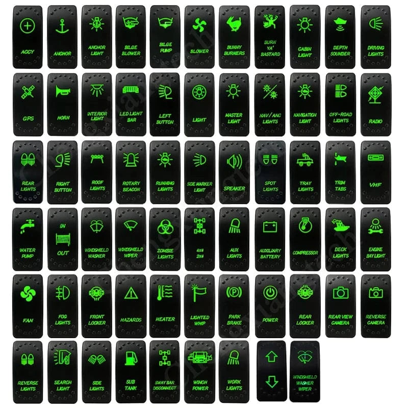 China China Waterproof Green Led Car Rocker Switch On Off 12V 20A Washer Wiper Momentary Toggle Switch For Marine Boat ATV RZR RV Autosteer