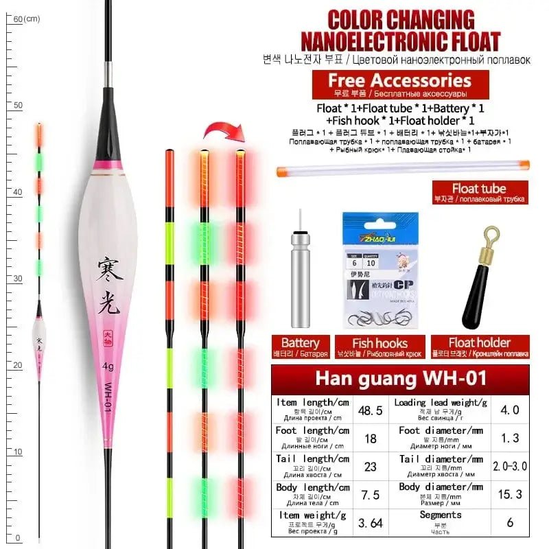 China China WH-01 1PC Gravity 1PC Big Loading lead weight Gravity Sensor Float+1 CR425 Battery+1 Float Holder+1 Bag Hooks Electric Luminous Smart Float Tools