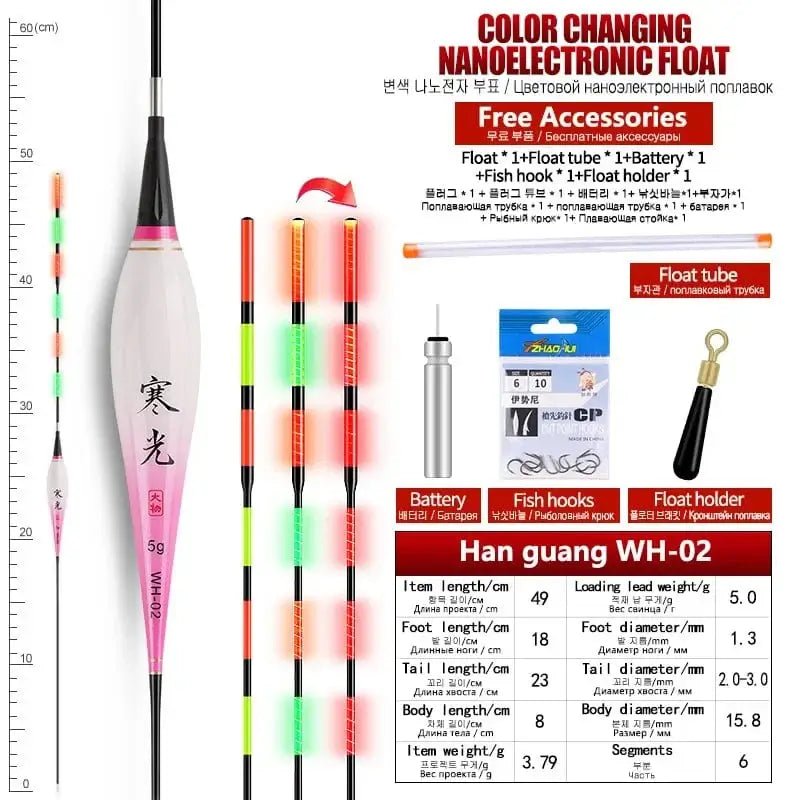 China China WH-02 1PC Gravity 1PC Big Loading lead weight Gravity Sensor Float+1 CR425 Battery+1 Float Holder+1 Bag Hooks Electric Luminous Smart Float Tools