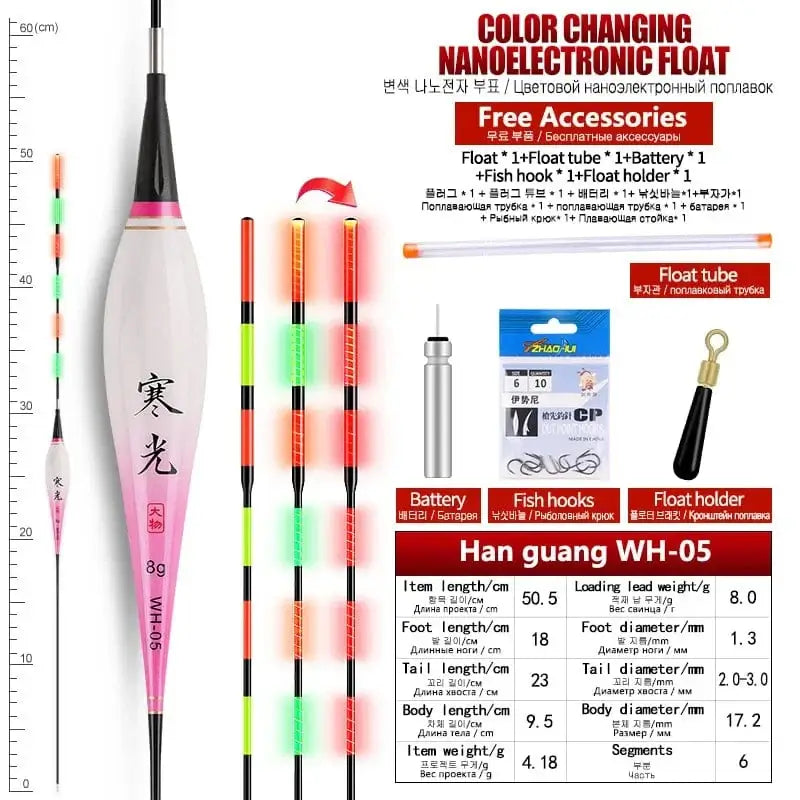 China China WH-05 1PC Gravity 1PC Big Loading lead weight Gravity Sensor Float+1 CR425 Battery+1 Float Holder+1 Bag Hooks Electric Luminous Smart Float Tools