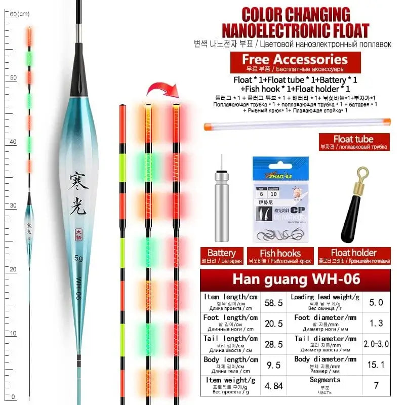 China China WH-06 1PC Gravity 1PC Big Loading lead weight Gravity Sensor Float+1 CR425 Battery+1 Float Holder+1 Bag Hooks Electric Luminous Smart Float Tools