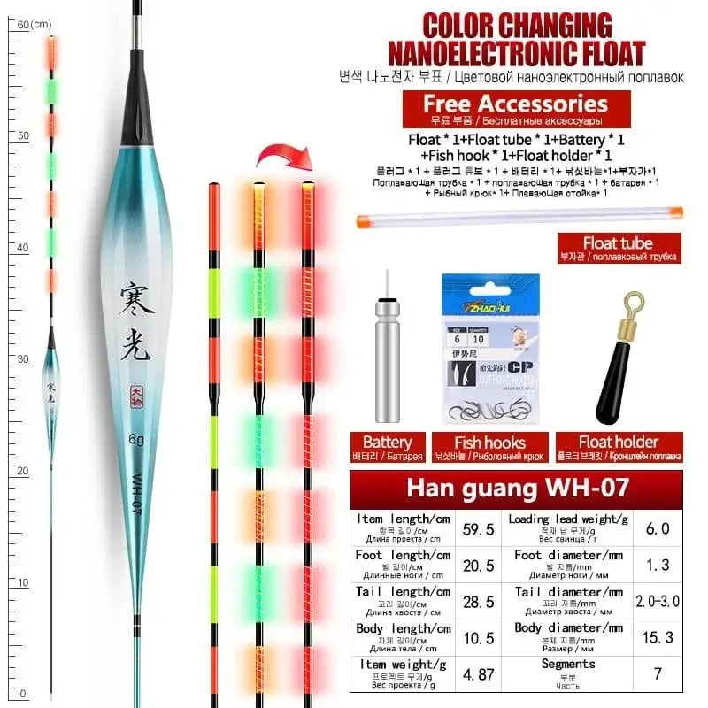 China China WH-07 1PC Gravity 1PC Big Loading lead weight Gravity Sensor Float+1 CR425 Battery+1 Float Holder+1 Bag Hooks Electric Luminous Smart Float Tools