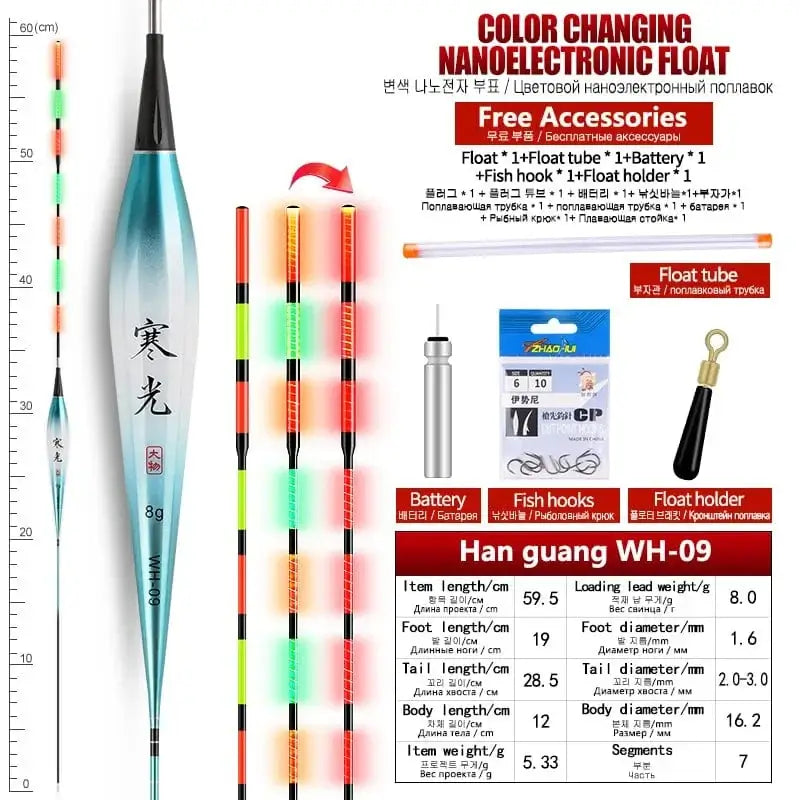 China China WH-09 1PC Gravity 1PC Big Loading lead weight Gravity Sensor Float+1 CR425 Battery+1 Float Holder+1 Bag Hooks Electric Luminous Smart Float Tools