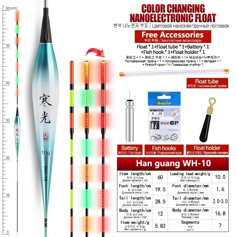 China China WH-10 1PC Gravity 1PC Big Loading lead weight Gravity Sensor Float+1 CR425 Battery+1 Float Holder+1 Bag Hooks Electric Luminous Smart Float Tools