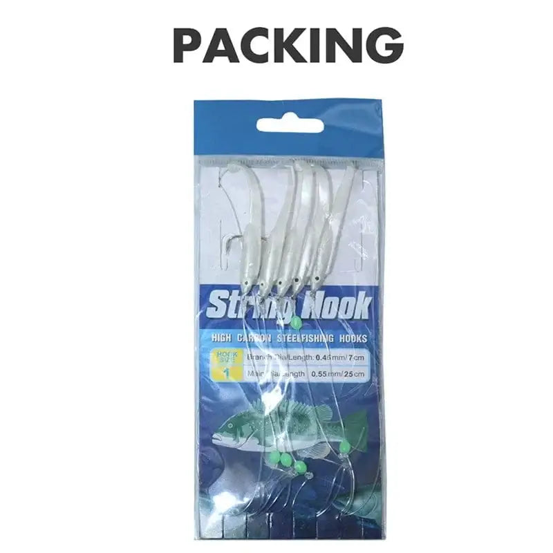 China China white-1 set 1 Set Cluster Soft Lure Luminous Eel Sabiki Rigs String Hooks Lure Fishes Saury Squid Mackerel Scad Saltwater Fishing Tackle