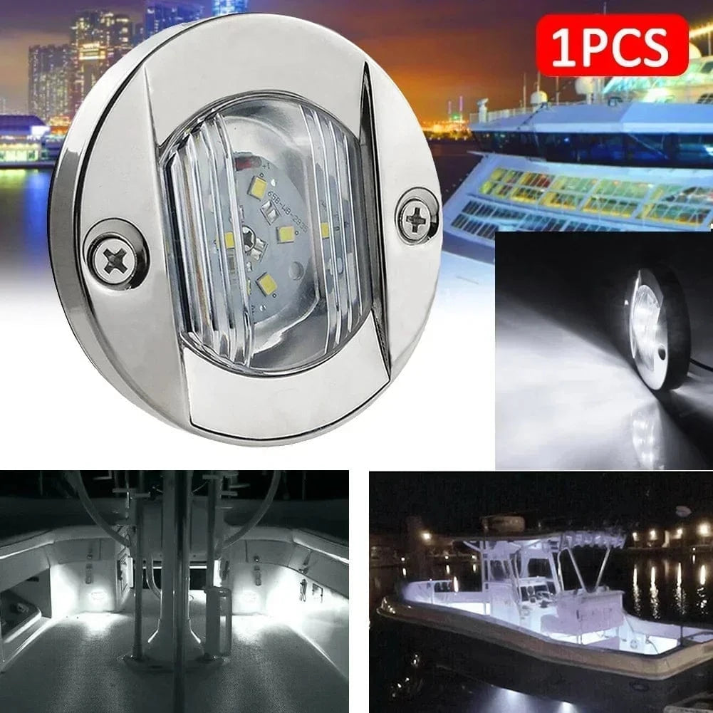 China China White / CHINA 2.95" Led Round Marine LED Transom Mount Stern Anchor Navigation Light Waterproof Boat Marine Lights Stern Light