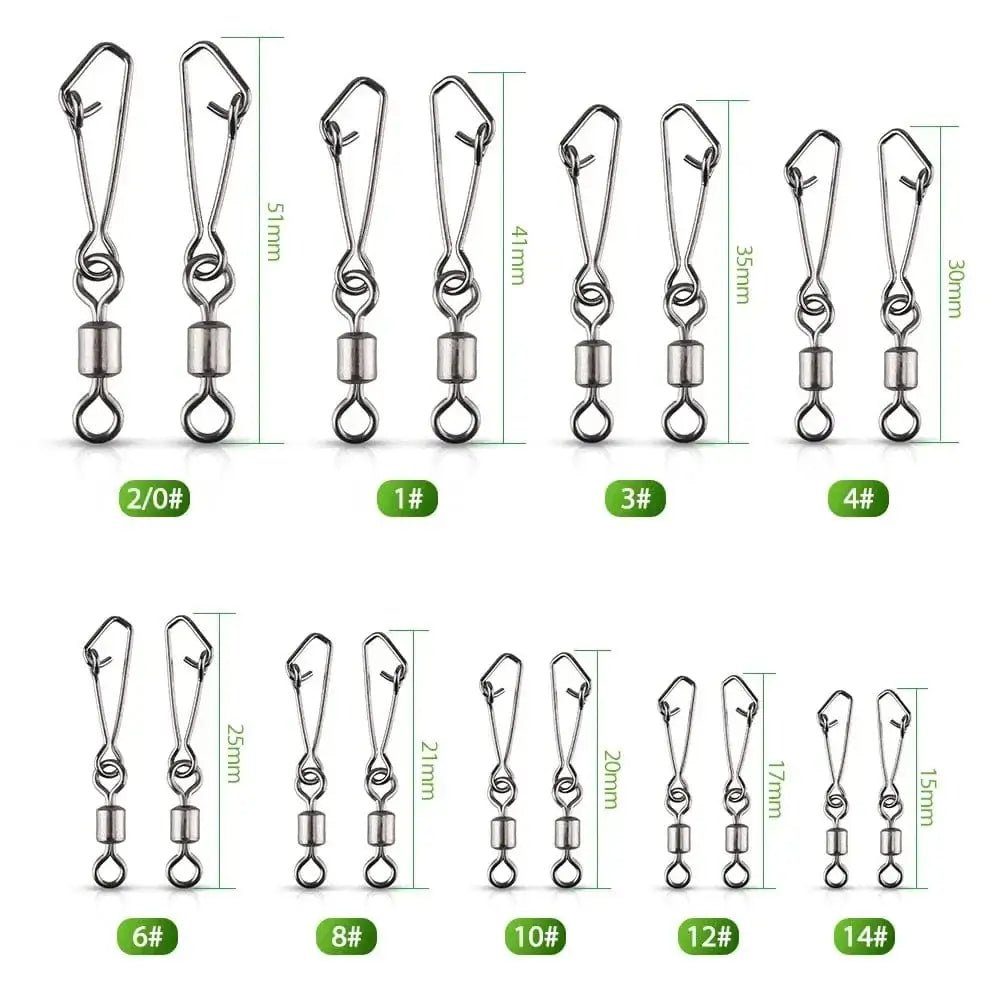 China China XIAOSHU 10-50PCS Pike Fishing Accessories Connector Pin Bearing Rolling Swivel Stainless Steel Snap Fishhook Lure Swivels Tackle