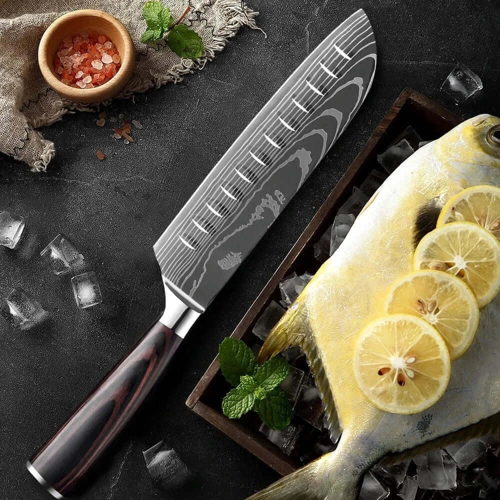 China China XITUO Kitchen Knife Set 1-9PCS,7Cr17Mov Stainless Steel Sharp Chef Knife Santoku Knife Fruit knife Ergonomic Pakkawood Handle