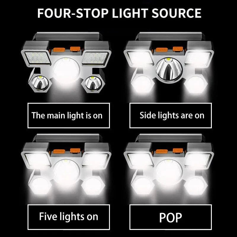 China China XY501 headlight USB Rechargeable Headlamp Portable 5LED Headlight Built In Battery Torch Portable Working Light Fishing Camping Head Light For T