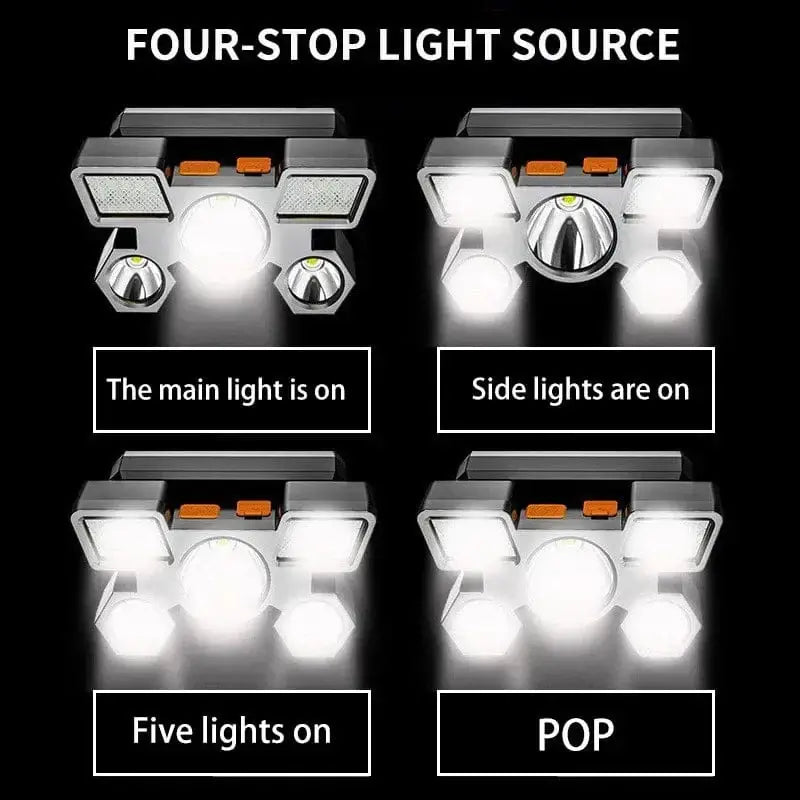 China China XY501 headlight USB Rechargeable Headlamp Portable 5LED Headlight Built In Battery Torch Portable Working Light Fishing Camping Head Light For T
