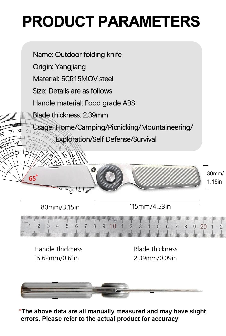 China China YingQu DP56 Folding Knife 5CR15MOV Stainless Steel Food Grade ABS Handle Outdoor Camping Pocketknives Fruit Cutting Hand Tools