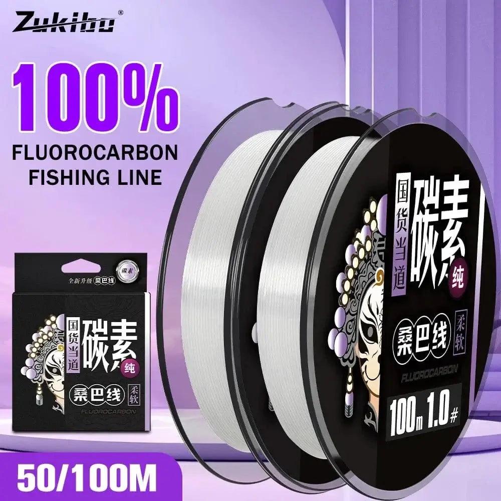 China China ZUKIBO 2024 New Leader-Line 100% Pure Fluorocarbon Sink Fishing Lines 100M 50M Fishing Line Carbon Fishing Tackle Pesca Fishing