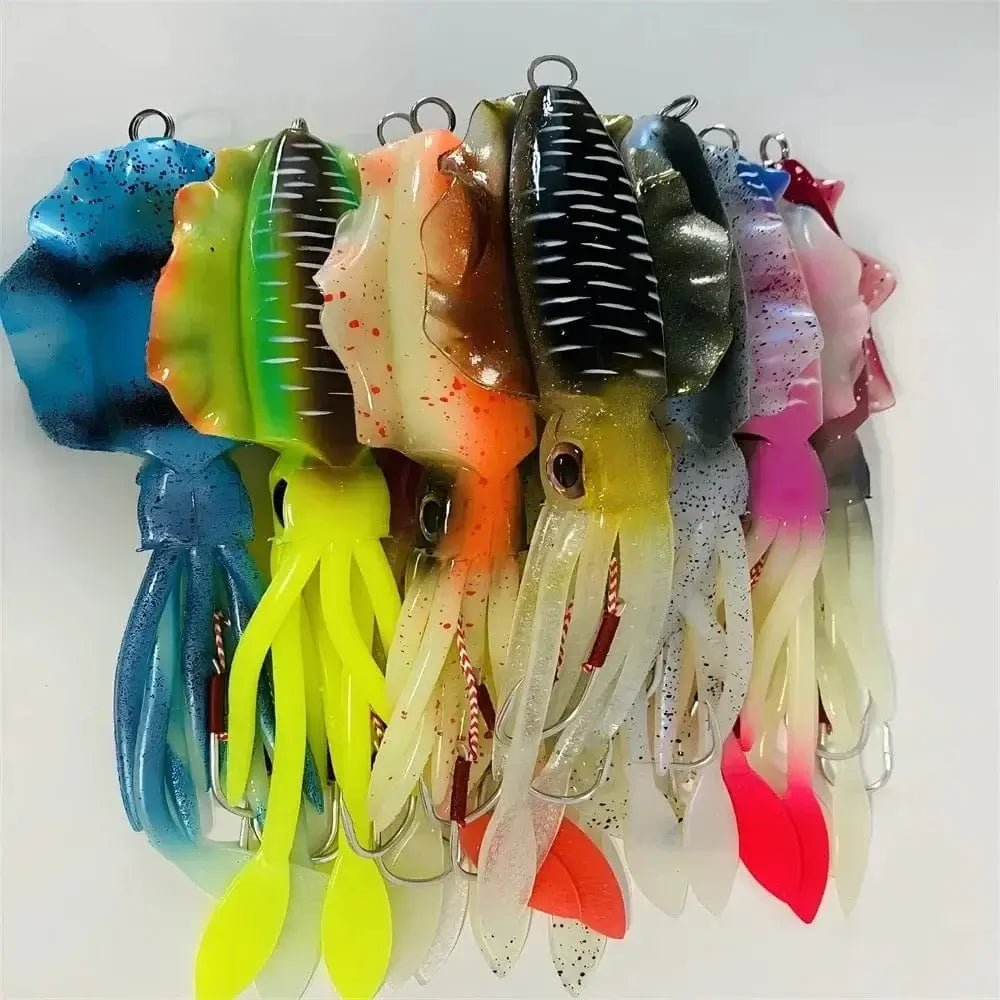 China China ZUKIBO Soft Squid Bait Fishing Trolling Lure Octopus Head Jigs 60g Luminous UV Squid Jig for Deep Sea Boat Fishing Wobblers Bait