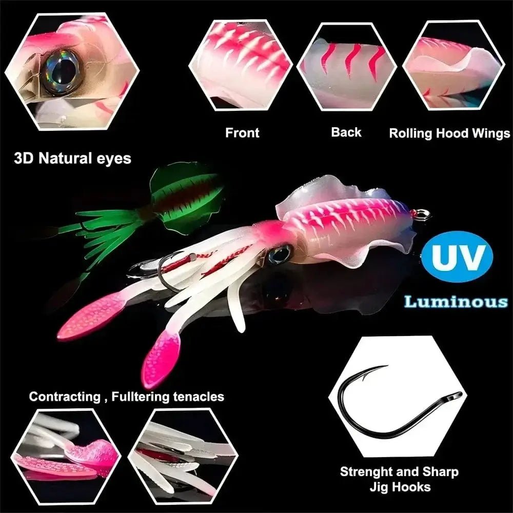 China China ZUKIBO Soft Squid Bait Fishing Trolling Lure Octopus Head Jigs 60g Luminous UV Squid Jig for Deep Sea Boat Fishing Wobblers Bait