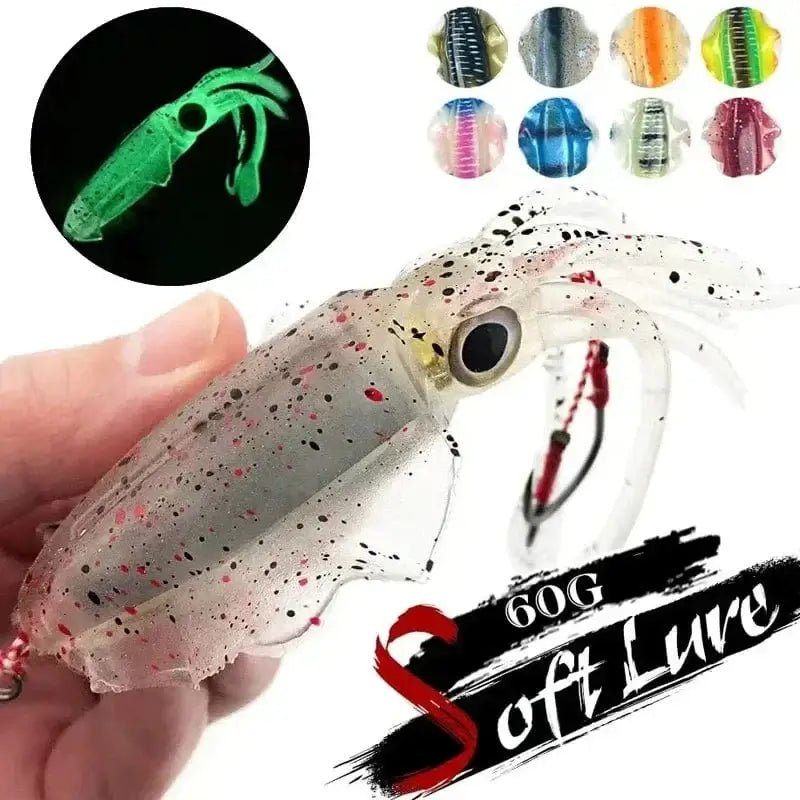 China China ZUKIBO Soft Squid Bait Fishing Trolling Lure Octopus Head Jigs 60g Luminous UV Squid Jig for Deep Sea Boat Fishing Wobblers Bait