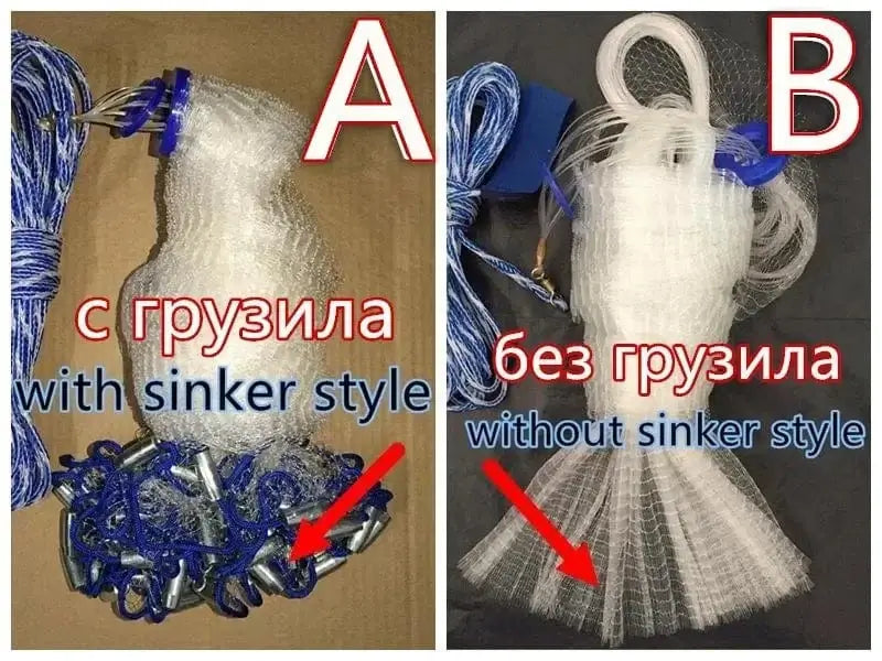 China Fishing Net 1.2-3.6m With Sinker or Without Sinker Catch Fishing Net USA Cast Nets Water Hand Throw Fly Fish Network Small Grid Tool