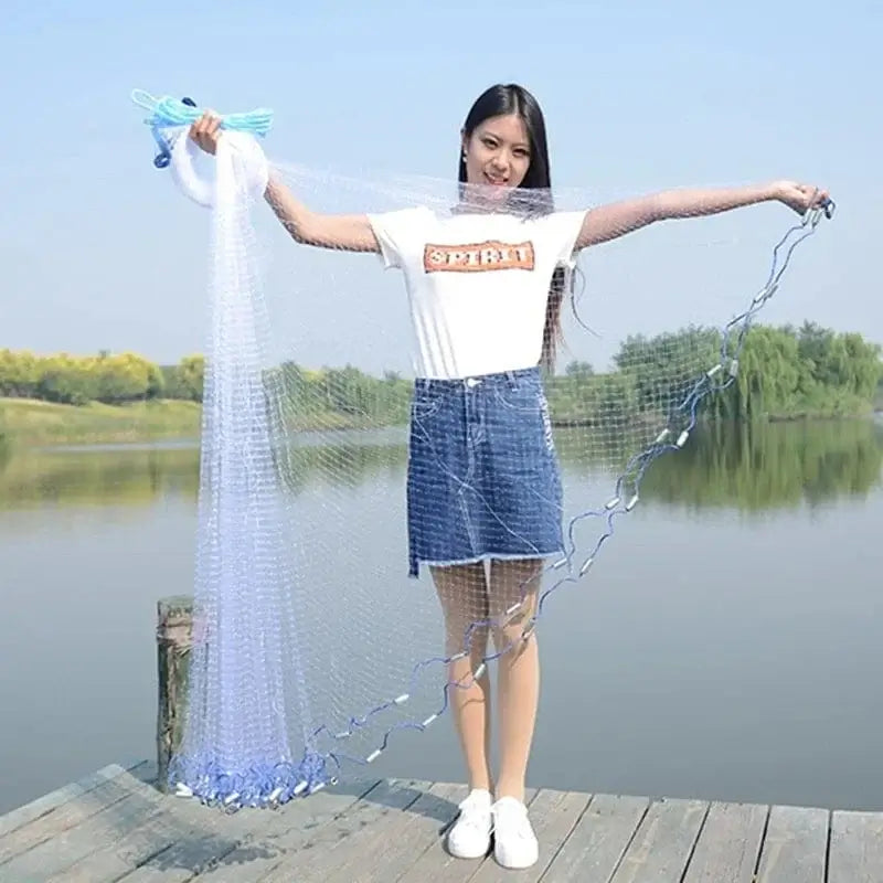China Fishing Net 1.2-3.6m With Sinker or Without Sinker Catch Fishing Net USA Cast Nets Water Hand Throw Fly Fish Network Small Grid Tool