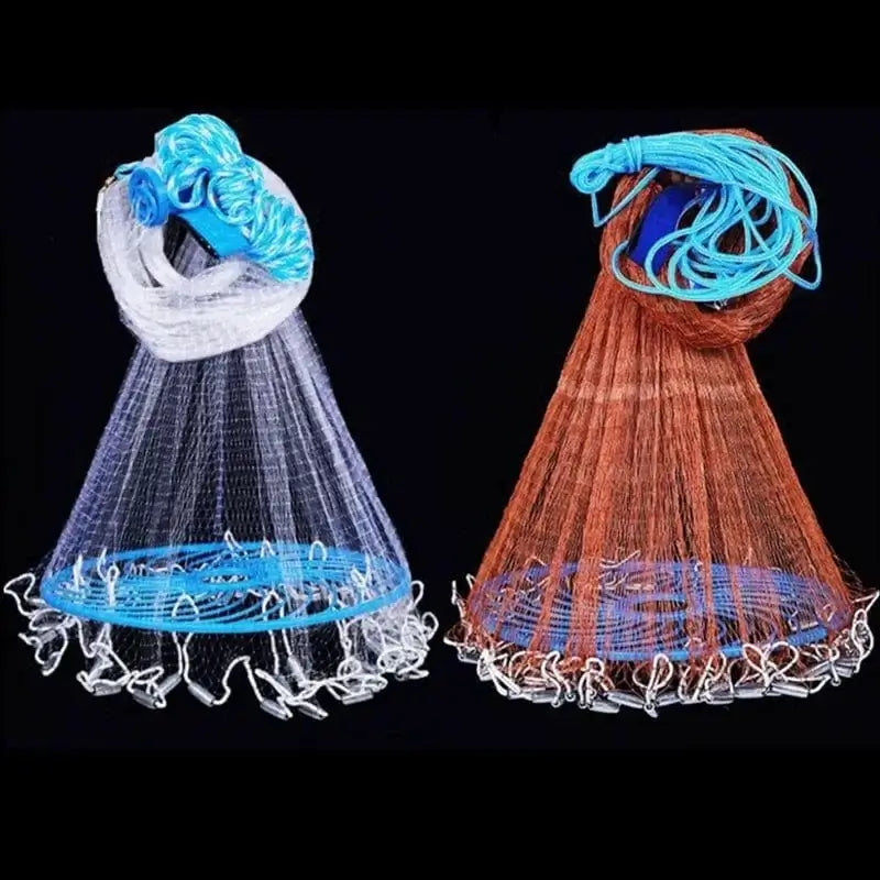 China Fishing Nets USA Style Easy Throw Cast Nets Strong Line Catch Fishing Net With Disc Small Mesh Hand Throw Network Outdoor Hunting Tool