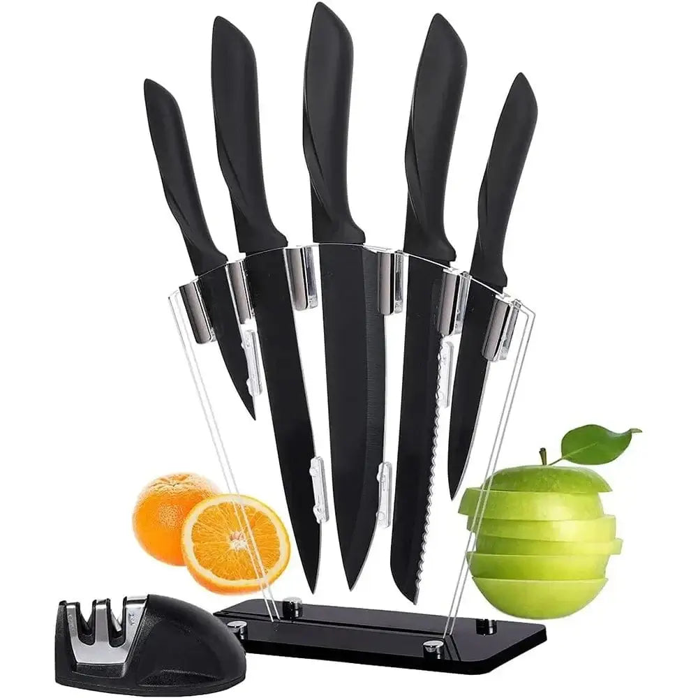 China Kitchen Knife 7 piece-black Kitchen knife a set of 7 pieces