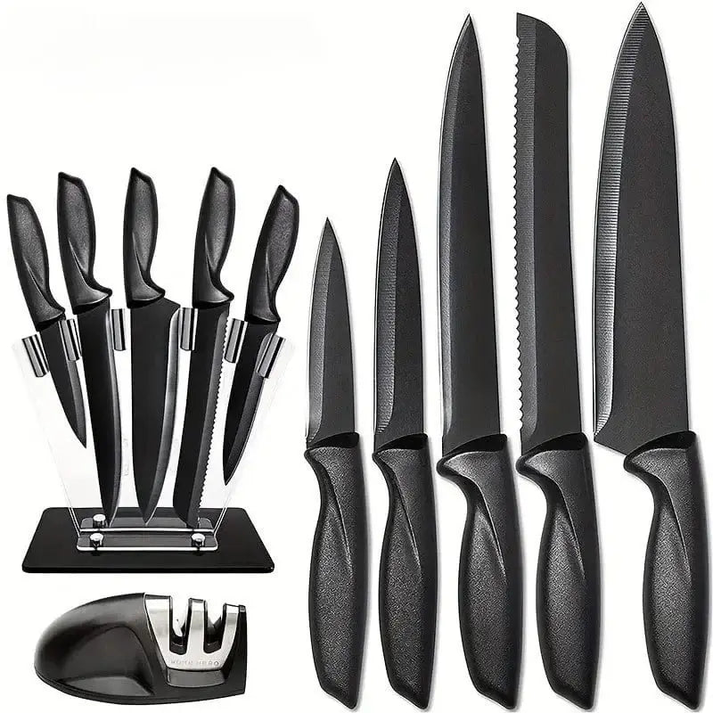 China Kitchen Knife 7 piece-black Kitchen knife a set of 7 pieces