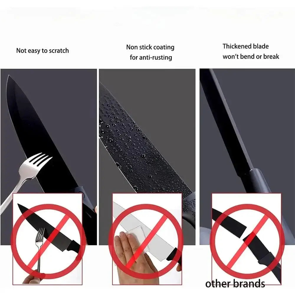 China Kitchen Knife 7 piece-black Kitchen knife a set of 7 pieces