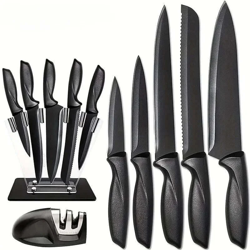 China Kitchen Knife 7 piece-black Kitchen knife a set of 7 pieces