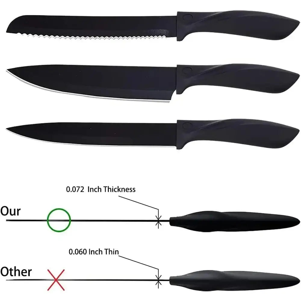 China Kitchen Knife 7 piece-black Kitchen knife a set of 7 pieces