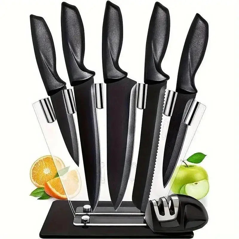 China Kitchen Knife 7 piece-black Kitchen knife a set of 7 pieces