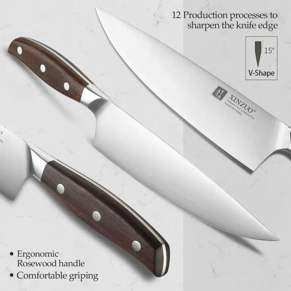 China Kitchen Knife XINZUO High Quality 3.5+5+8+8+8" Paring Utility Cleaver Chef Knife Germany