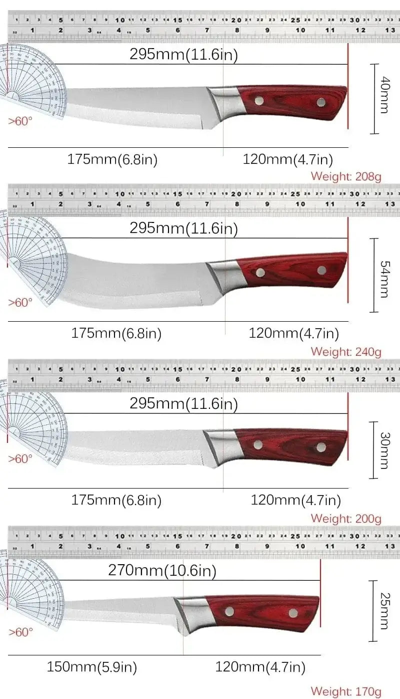 China Knife Set 1-4pcs Kitchen Knives Forged Boning Knife Stainless Steel Chef's Knife for Cooking Fruit Knife BBQ Meat Cleaver Butcher Knives