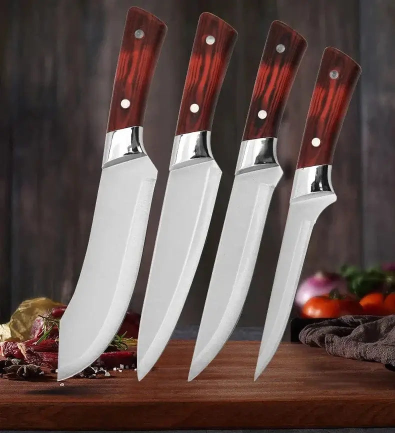 China Knife Set 1-4pcs Kitchen Knives Forged Boning Knife Stainless Steel Chef's Knife for Cooking Fruit Knife BBQ Meat Cleaver Butcher Knives