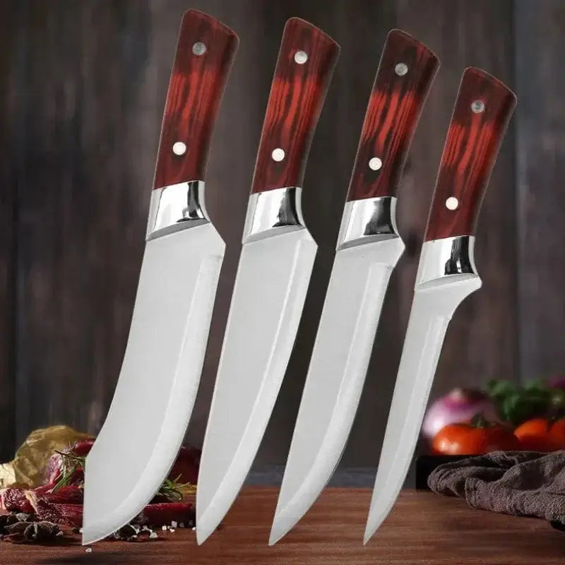 China Knife Set 1-4pcs Kitchen Knives Forged Boning Knife Stainless Steel Chef's Knife for Cooking Fruit Knife BBQ Meat Cleaver Butcher Knives