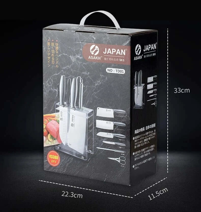 China Knife Set 1-7pcs Chef Knife Set Hollow Handle Knife Set Stainless Steel Household Slicing Kitchen Knives Meat Cleaver Chopping Knife