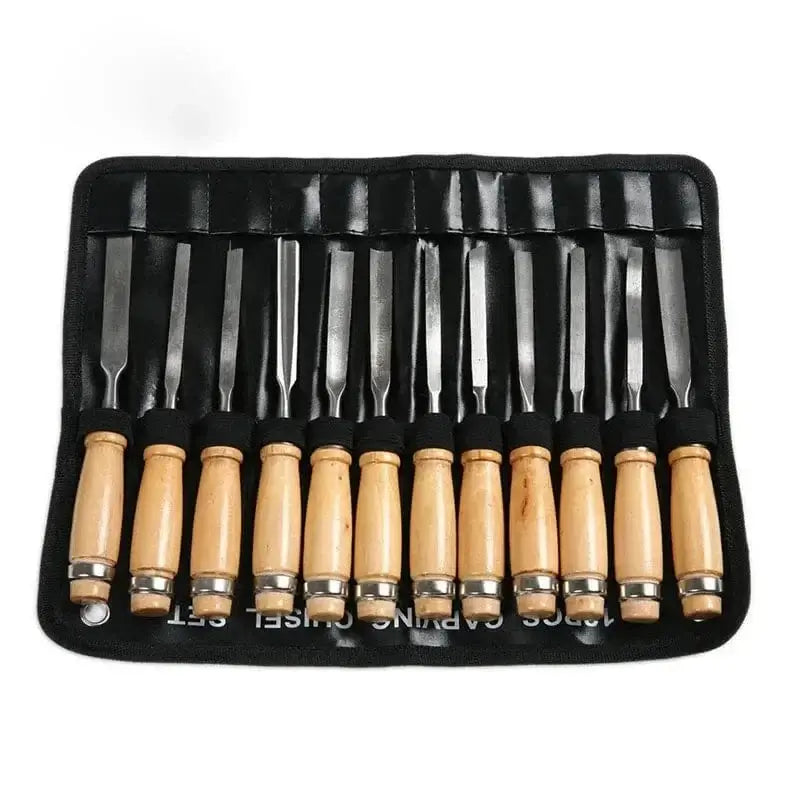 China Knife Set 12pcs set 12 Piece Carving Knife Woodworking Carving Chisel Carving Knife Set Hand Carved Flat Chisel Woodworking Carving Knife Set