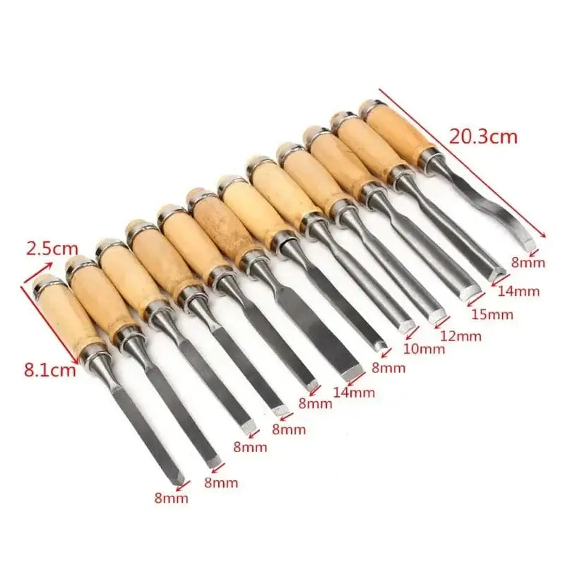 China Knife Set 12pcs set 12 Piece Carving Knife Woodworking Carving Chisel Carving Knife Set Hand Carved Flat Chisel Woodworking Carving Knife Set