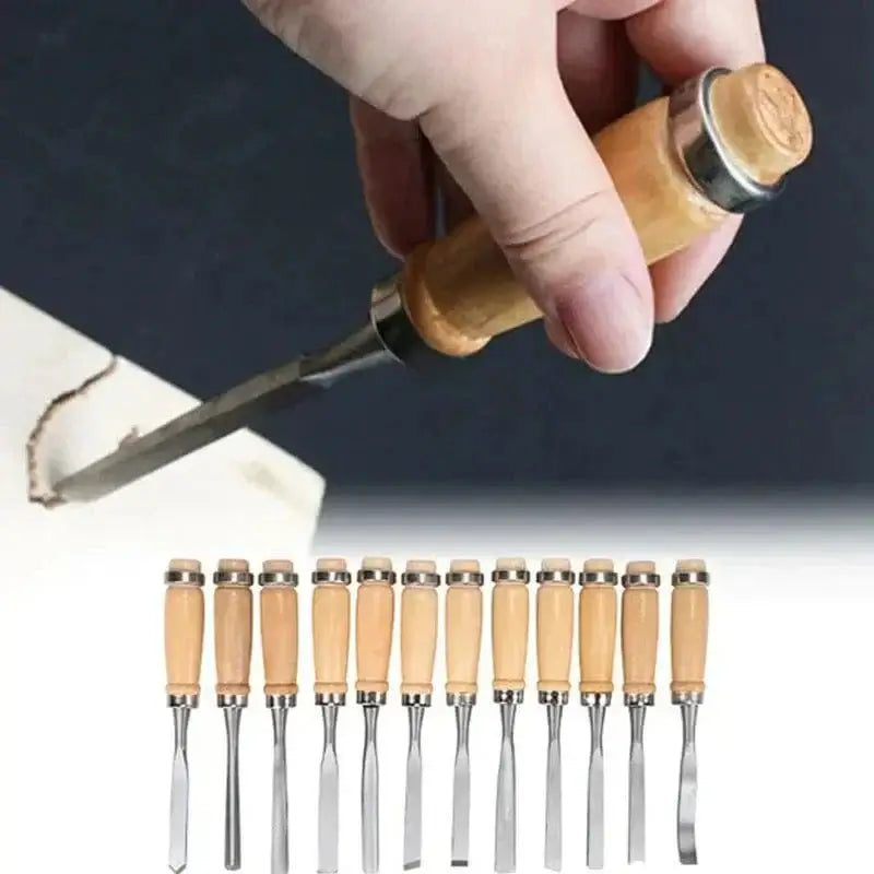 China Knife Set 12pcs set 12 Piece Carving Knife Woodworking Carving Chisel Carving Knife Set Hand Carved Flat Chisel Woodworking Carving Knife Set