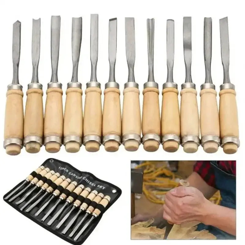 China Knife Set 12pcs set 12 Piece Carving Knife Woodworking Carving Chisel Carving Knife Set Hand Carved Flat Chisel Woodworking Carving Knife Set