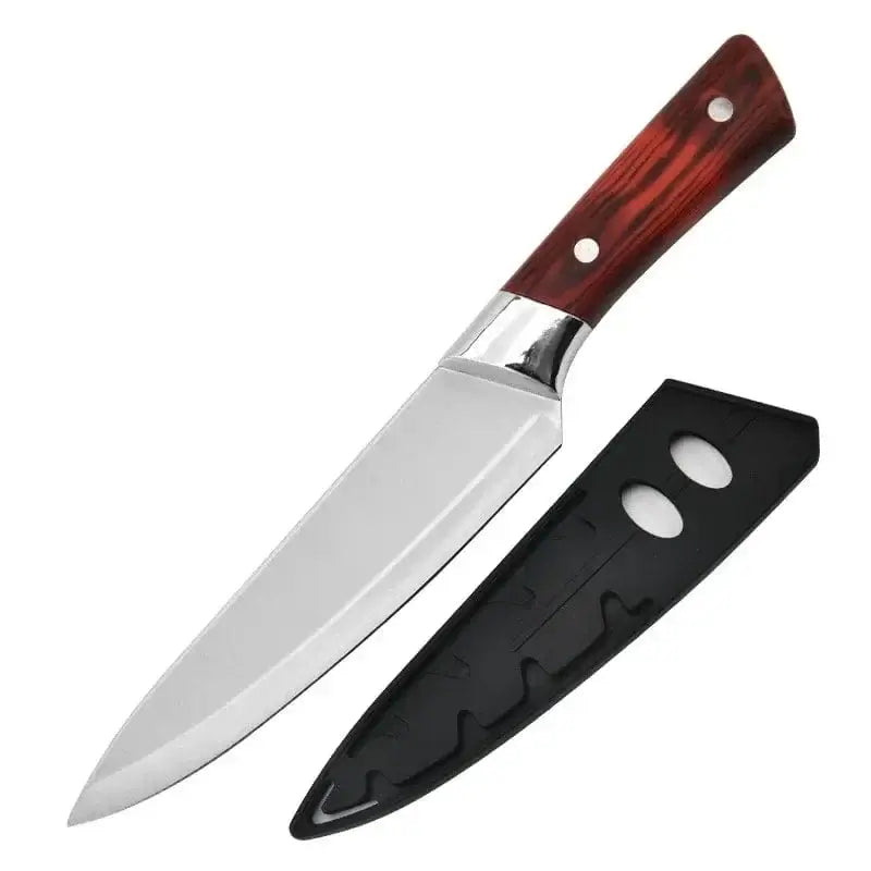 China Knife Set B with Plastic Cover 1-4pcs Kitchen Knives Forged Boning Knife Stainless Steel Chef's Knife for Cooking Fruit Knife BBQ Meat Cleaver Butcher Knives