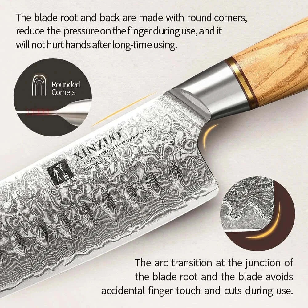 China Knife Set XINZUO 3PCS Knife Set 73 Layers Damascus Steel Razor Sharp Blade