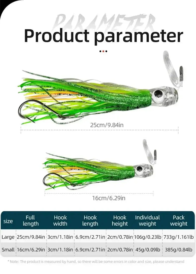 China Lures 16CM/25CM Squid Skirt Trolling Fishing Lure Marlin Tuna Mahi Dolphin Shark Deep Sea Fishing Lure